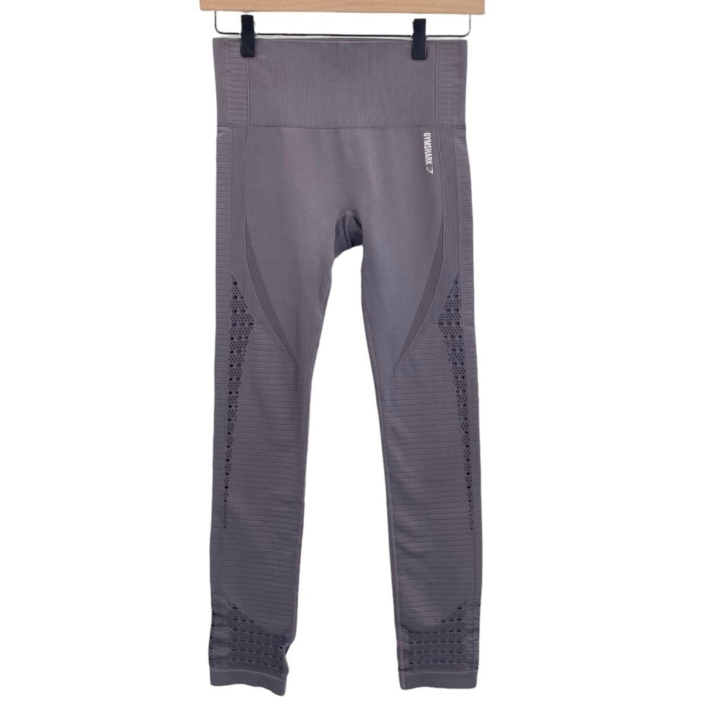 Gymshark Glow Seamless Tights Eyelet Cutout Athletic Leggings Brown/Gray | Sz XS - Picture 2 of 9